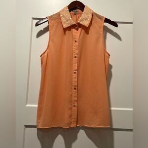 Charlotte Russe Orange Sleeveless Button Down Blouse